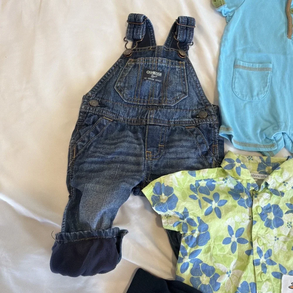 Baby Boy Clothing Lot Size 0-3 Month Some Vintage 11 Pieces Overalls X 2